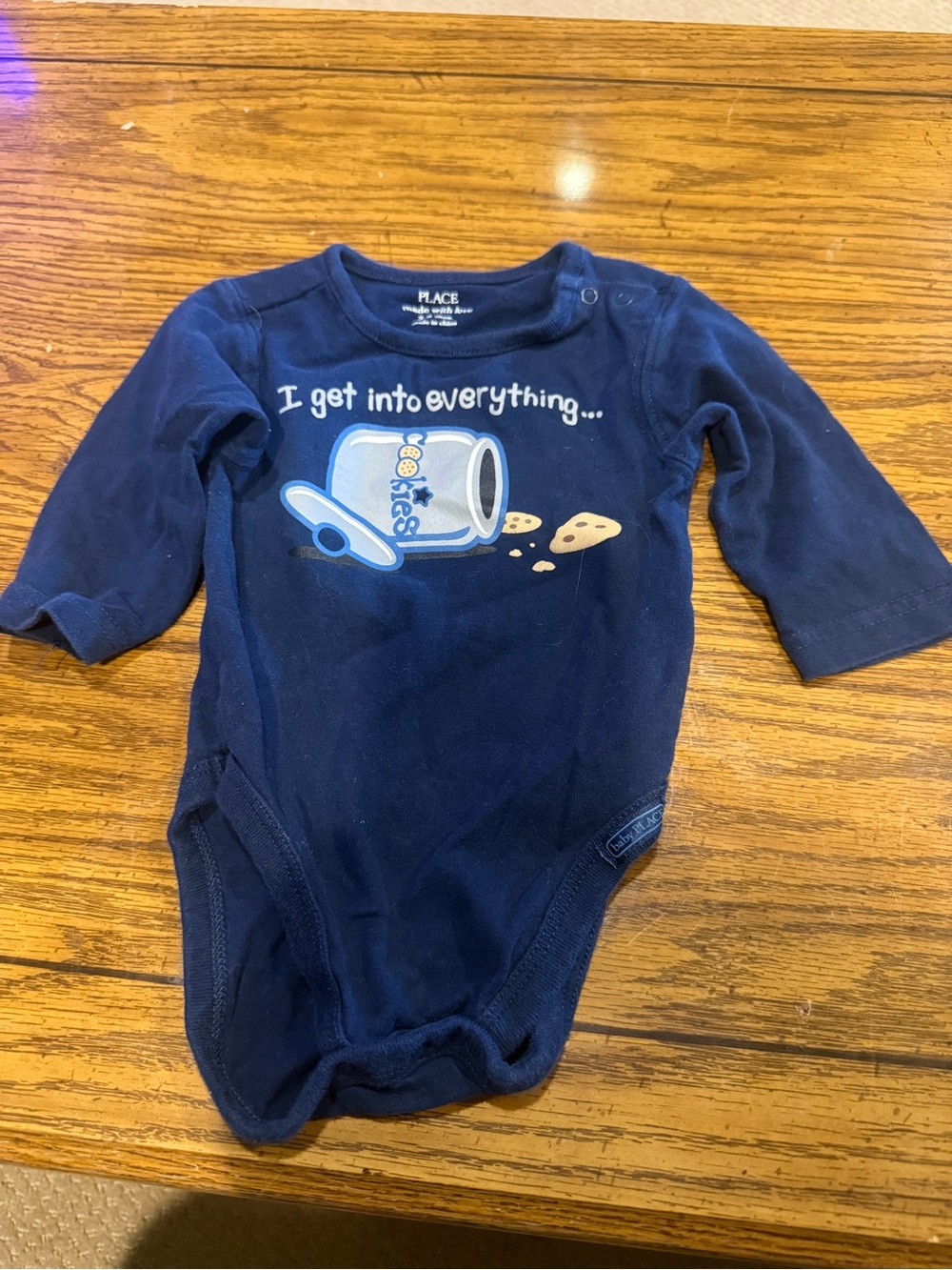 6 for $10 The Children's Place Navy Long-Sleeve Baby One-Piece Bodysuit